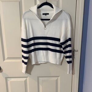 Goodfellow & Co White Sweater with Navy Stripes